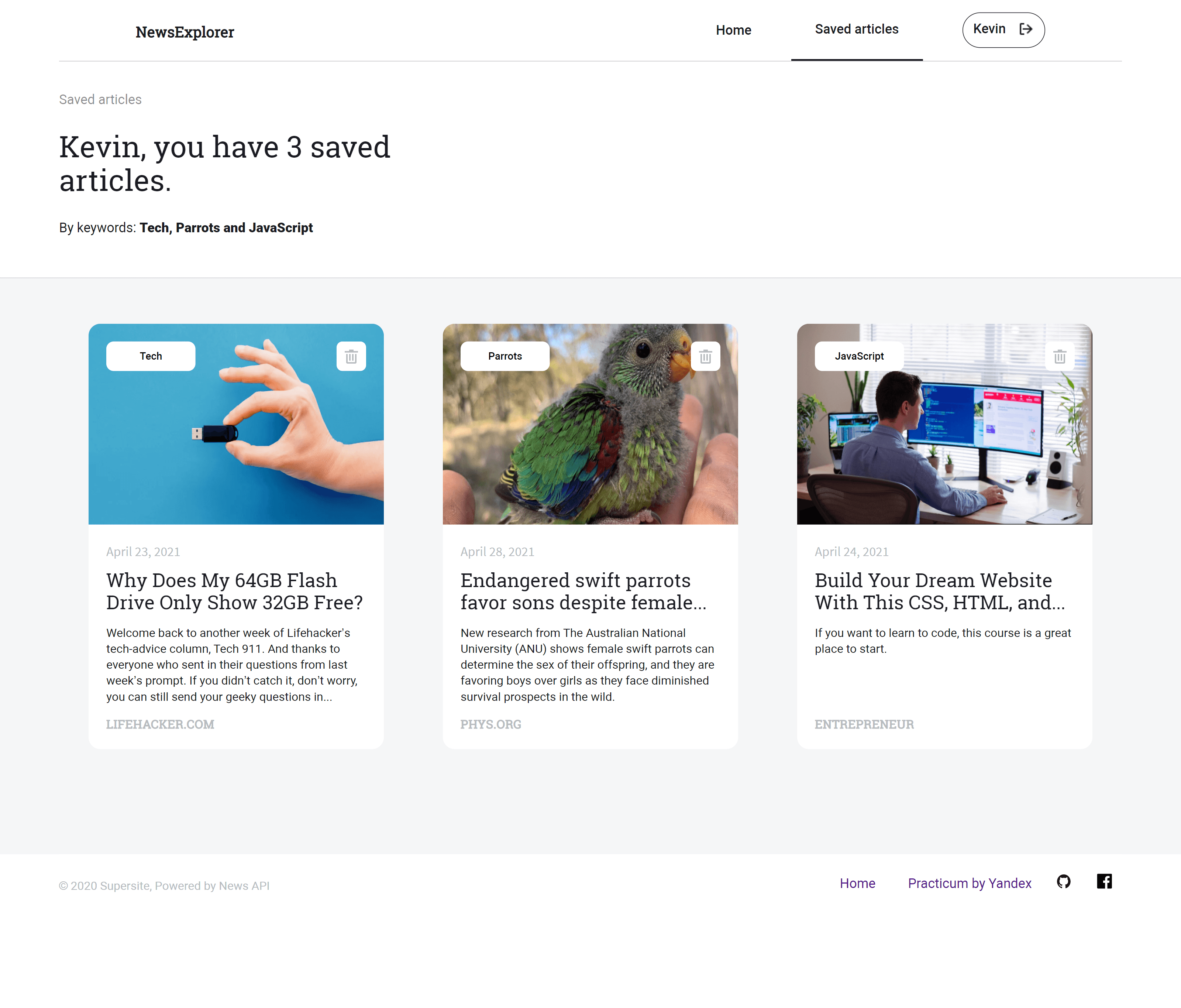 News Explorer app